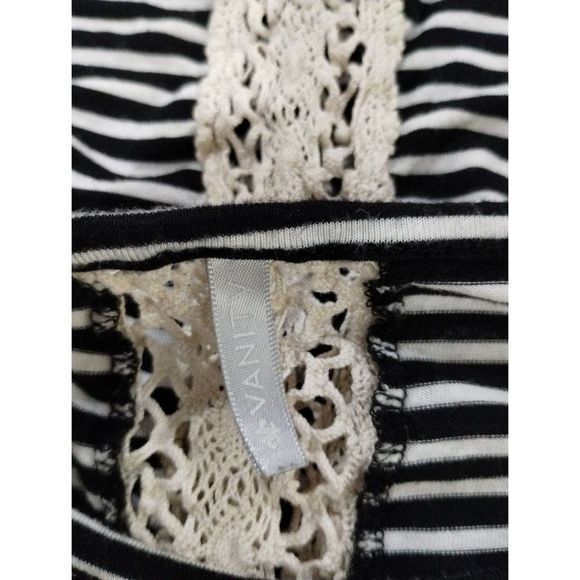 Vanity Lace Back Top, Black/White Stripes, High to Low Style, M - Picture 8 of 10